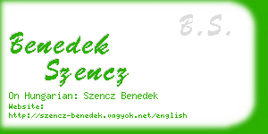 benedek szencz business card